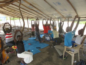 10月26日、認知報道療法にてMuscle Relaxation Exerciseを実施している様子